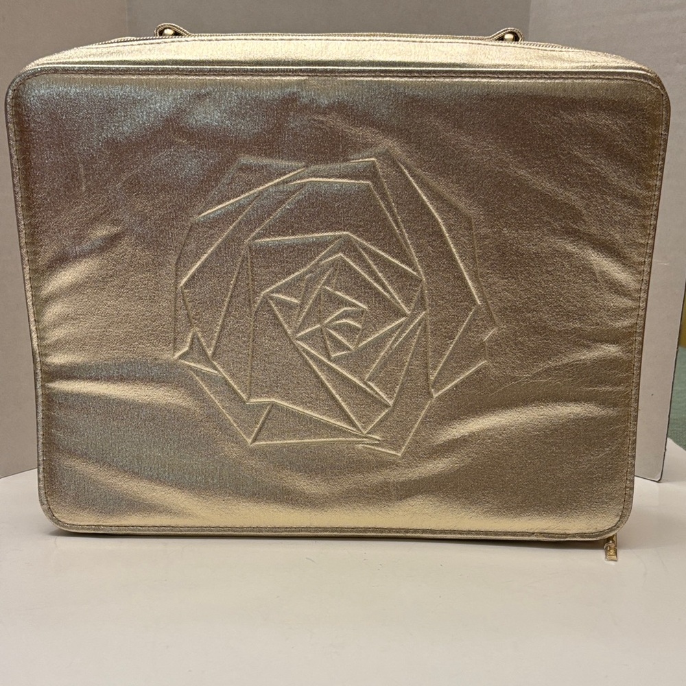 Lancôme Gold Zip Hard Side Case 13.5” x 10” x 3.5” Deep NWOT